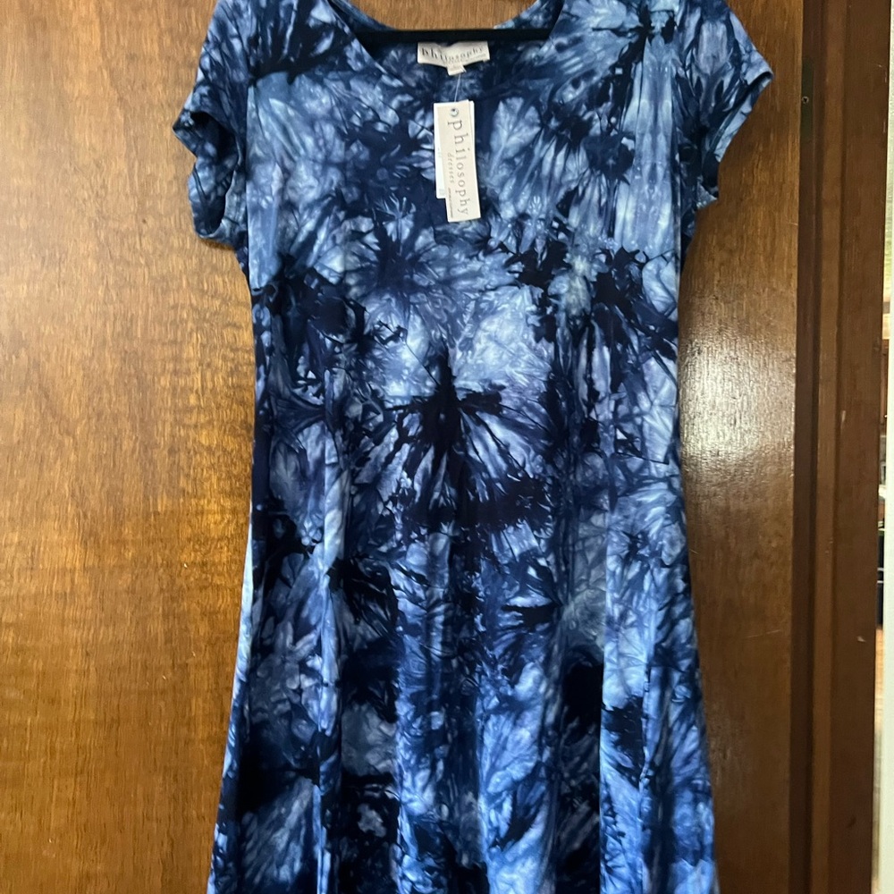 Philosophy Blue Tie-Dye Midi Dress